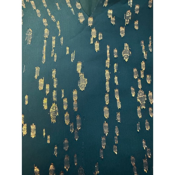 Lilly Pulitzer Matilda Silk Turquoise Metallic Fish Print Fairy Victorian Top XS - Picture 3 of 10